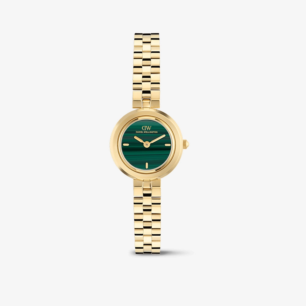 Aurea watch with a green dial and a slim gold bracelet