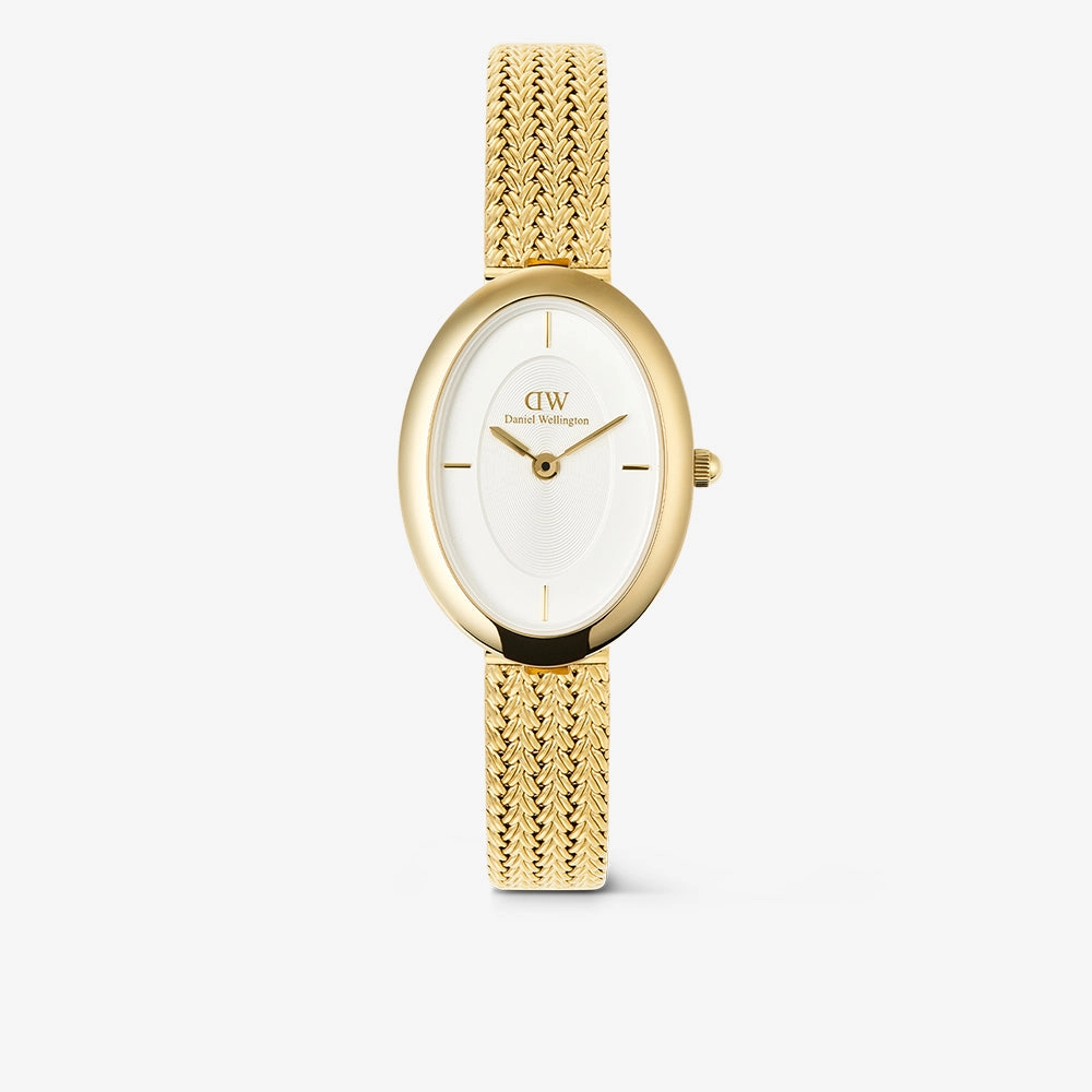 Juliette watch with an oval case and a gold bracelet