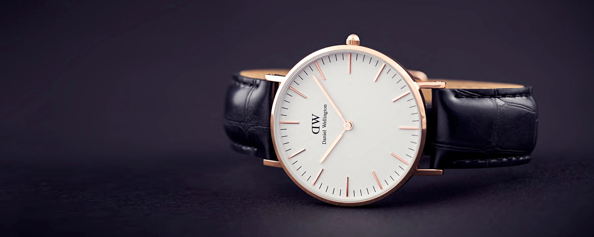 Daniel Wellington our story banner with a watch on a wrist
